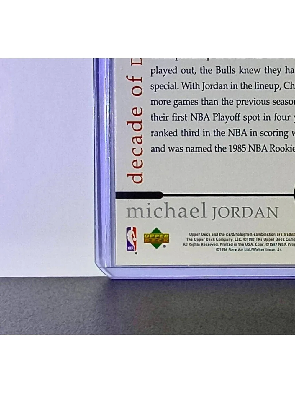 Michael Jordan 1997 Upper Deck Rare Air MJ Decade of Dominance #60 Card Bulls
